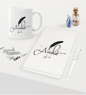 BK Gift Kişiye Özel Avukat Temalı Beyaz Defter Kalem Kupa Seti - 6 (Model 1)