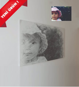 Kişiye Özel Karakalem Tasarımlı Kanvas Tablo 50x70 - MODEL 3
