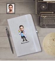 Kişiye Özel Kimyager Karikatürlü Gri Defter Kalem Hediye Seti   Bay-1