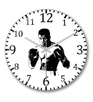 Muhammed Ali Boks Duvar Saati Bombeli Gercek Cam