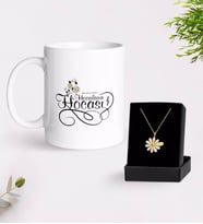 BK Gift Kişiye Özel Hocaların Hocası Beyaz Kupa ve Papatya Kolye Hediye Seti-3 (Model 1)