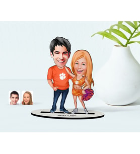 BK Gift Kişiye Özel Sevgili Karikatürlü Ahşap Biblo Model-54 (Beyaz)