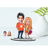 BK Gift Kişiye Özel Sevgili Karikatürlü Ahşap Biblo Model-54 (Beyaz)