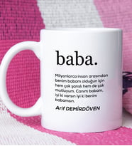 Kişiye Özel Baba Tasarımlı İsme Özel Baba Kupa Bardak
