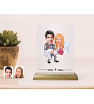 BK Gift Kişiye Özel Evleniyoruz Karikatürlü Çerçeve-7 (Beyaz)