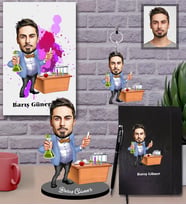 Kişiye Özel Öğretmen Karikatürlü 5 li Hediye Seti Bay-3