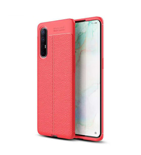 Oppo Reno 3 Pro 5G Kılıf Zore Niss Deri Desenli Silikon Kılıf (Kırmızı)