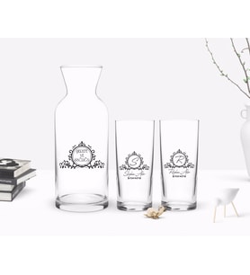BK Gift Kişiye Özel Renkli Baskılı İsimli İkili Rakı Bardağı ve Karaf Hediye Seti-11 (Model 1)