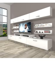 Decoraktiv Ekoflex 8y Slm Krom Ayaklı Tv Ünitesi Tv Sehpası (Beyaz)