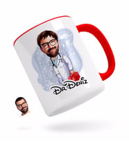 BK Gift Kişiye Özel Erkek Acil Tıp Teknisyeni Karikatürlü Kırmızı Kupa Bardak-1