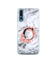 Mermer Çiçekli Harf Tasarım Süper Şeffaf Silikon Telefon Kılıfı Huawei P20 Pro  