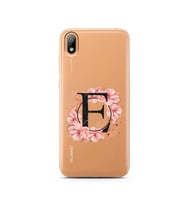 Pembe Çiçekli Harf Tasarım Süper Şeffaf Silikon Telefon Kılıfı Huawei Y5 2019 E-