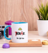 Mimar Ahşap Altlıklı Mumlu Mavi Kupa Bardak