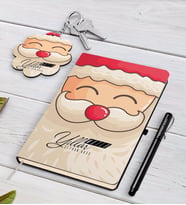 BK Gift Kişiye Özel Noel Baba Siyah Defter Kalem ve Anahtarlık Hediye Seti-6 (Model 1)