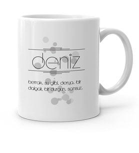 BK Gift Kişiye Özel İsim Anlamı Beyaz Kupa Bardak  1