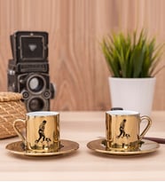 Atatürk Tasarım İkili Gold Kahve Fincanı Takımı