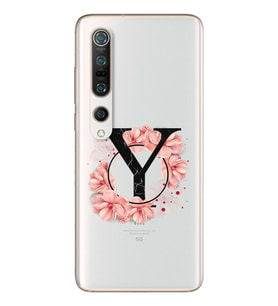 Pembe Çiçekli Harf Tasarım Süper Şeffaf Silikon Telefon Kılıfı Xiomai Mi10- Mi 1