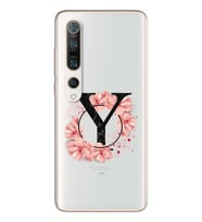 Pembe Çiçekli Harf Tasarım Süper Şeffaf Silikon Telefon Kılıfı Xiomai Mi10- Mi 1