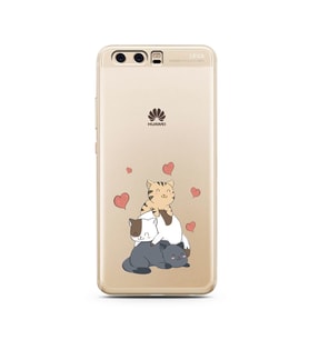 Kedi Kardeşler Tasarımlı Süper Şeffaf Silikon Telefon Kılıfı Huawei P10    