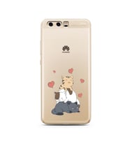 Kedi Kardeşler Tasarımlı Süper Şeffaf Silikon Telefon Kılıfı Huawei P10    