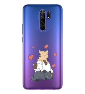 Kedi Kardeşler Tasarımlı Süper Şeffaf Silikon Telefon Kılıfı Xiomai Redmi 9