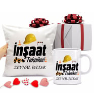 İnşaat Teknikeri Bardağı ve Yastığı Hediye Seti (Model 1)