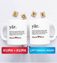 İkili Yâr Sevgililer Günü Hediyesi Kupa Bardak Beyaz