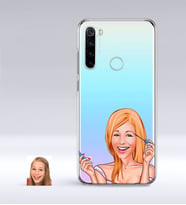BK Gift Kişiye Özel Bayan Karikatürlü Xiaomi Redmi Note 8 İnce Şeffaf Silikon Telefon Kapağı-21 (Beyaz)
