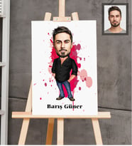 Kişiye Özel Erkek Karikatürlü  Ahşap Tablo 30x47 Model-2