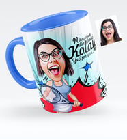 BK Gift Kişiye Özel Bayan Tenis Oyuncusu Karikatürlü Mavi Kupa Bardak  1