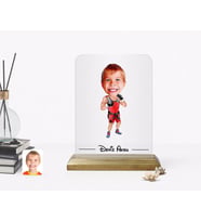 BK Gift Kişiye Özel Kick Boks Çocuk Karikatürlü Ahşap Standlı Çerçeve (Beyaz)