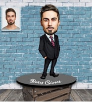 Kişiye Özel Patron Karikatürlü Ahşap Biblo Bay-6
