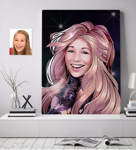 BK Gift Kişiye Özel Kadın Karikatürlü Kanvas Tablo 70x100cm-53