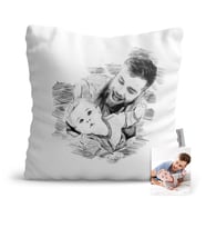BK Gift Kişiye Özel Baba Oğul Karakalem  Yastık