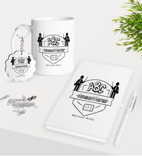 BK Gift Kişiye Özel Dünyanın En İyi Öğretmeni Kupa Anahtarlık Beyaz Defter Kalem Hediye Seti-18 (Model 1)