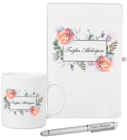 Kişiye Özel Olarak Hazırlanmış Beyaz Defter Kupa Kalem Seti