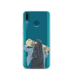 Kaykay Kız Tasarım Süper Şeffaf Silikon Telefon Kılıfı Huawei Y9 2019