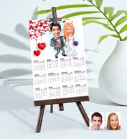 BK Gift Kişiye Özel 15x21 cm Fotoğraf Kartlı Evleniyoruz Karikatürlü Şövaleli 2024 Takvim -6 (Beyaz)