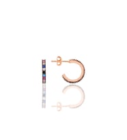 Söğütlü Silver Gümüş rose renkli taşlı 13 mm tamtur halka küpe