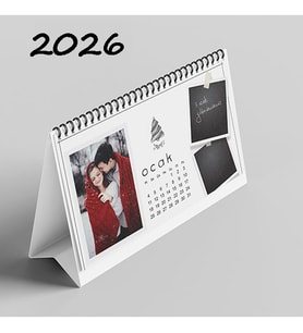Sevgiliye Kişiye Özel Fotoğraflı 2026 Masa Takvimi (Beyaz jel kalem hediyeli)