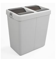 Motek 80 Litre Hassas Kapaklı Çift Gözlü Geri dönüşüm Çöp Kovası (Gri)