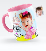 BK Gift Kişiye Özel Kız Çocuk Doğum Günü Karikatürlü Pembe Kupa Bardak  1