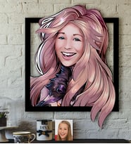 BK Gift Kişiye Özel Kadın Karikatürlü 3D Ahşap Tablo-53