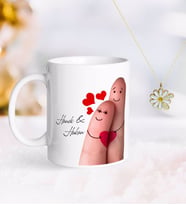 BK Gift Kişiye Özel Sevgililer Günü Kupa ve Çift İsimli Papatya Kolye-80 (Model 1)