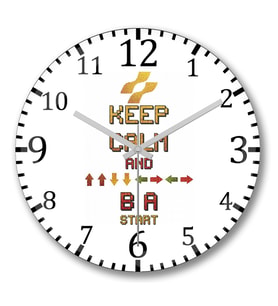 Keep Calm Konami Duvar Saati Bombeli Gercek Cam