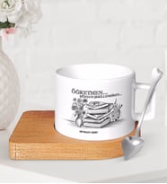 BK Gift Kişiye Özel Öğretmen Ahşap Altlıklı Seramik Fincan-1 (Beyaz)