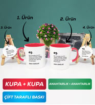 İkili Kırmızı Çiftlere Özel Eş Kupa Bardak Anahtarlık
