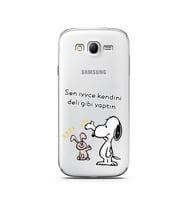 Snoopy Tasarımlı Süper Şeffaf Silikon Telefon Kılıfı Samsung Grand Neo