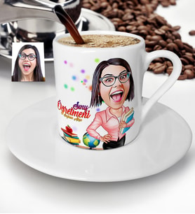 BK Gift Kişiye Özel Bayan Öğretmen Karikatürlü Türk Kahvesi Fincanı - 5
