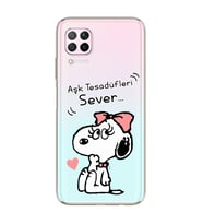 Snoopy Tasarımlı Süper Şeffaf Silikon Telefon Kılıfı Huawei P40 Lite
